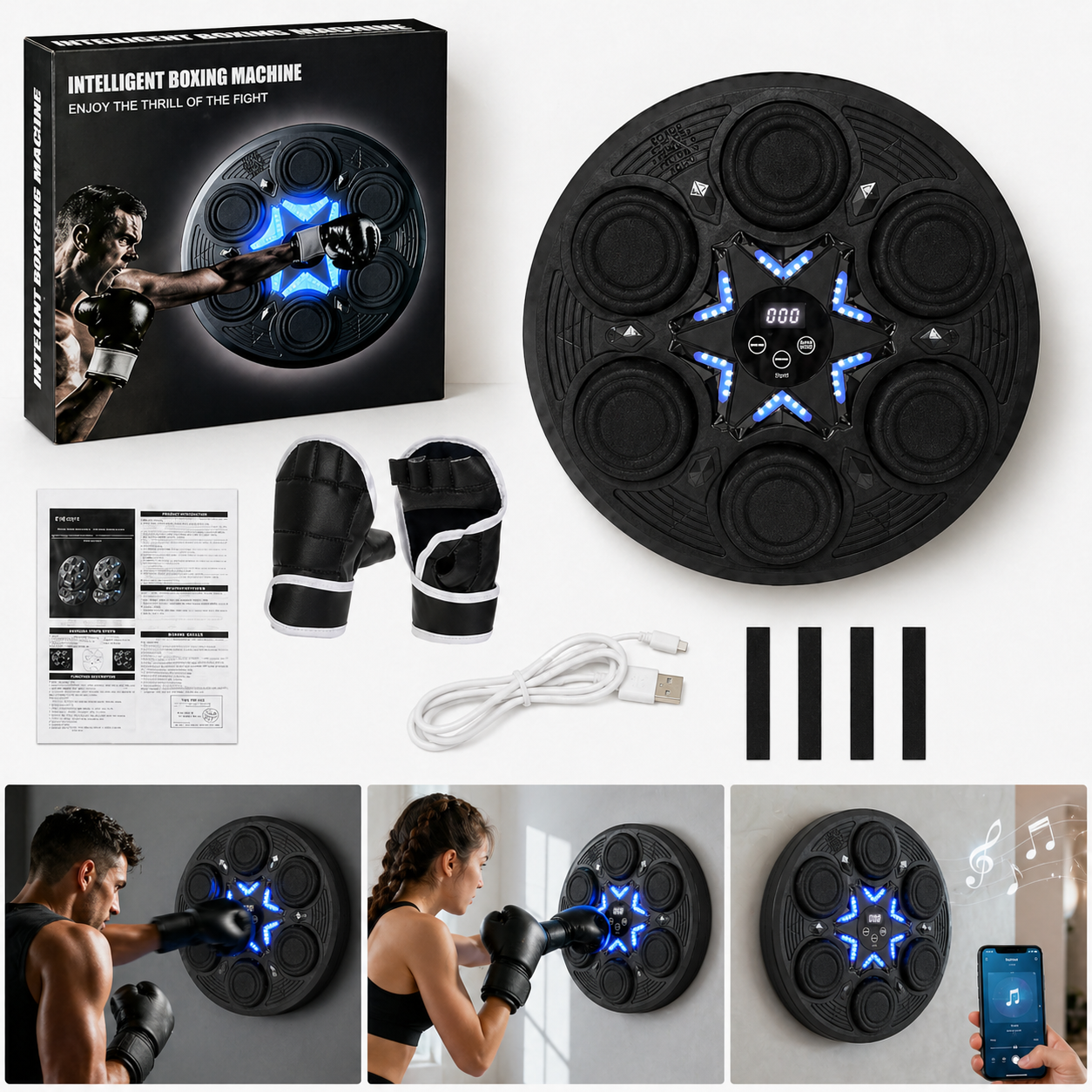MÁQUINA BOXEO INTELIGENTE CON GUANTES