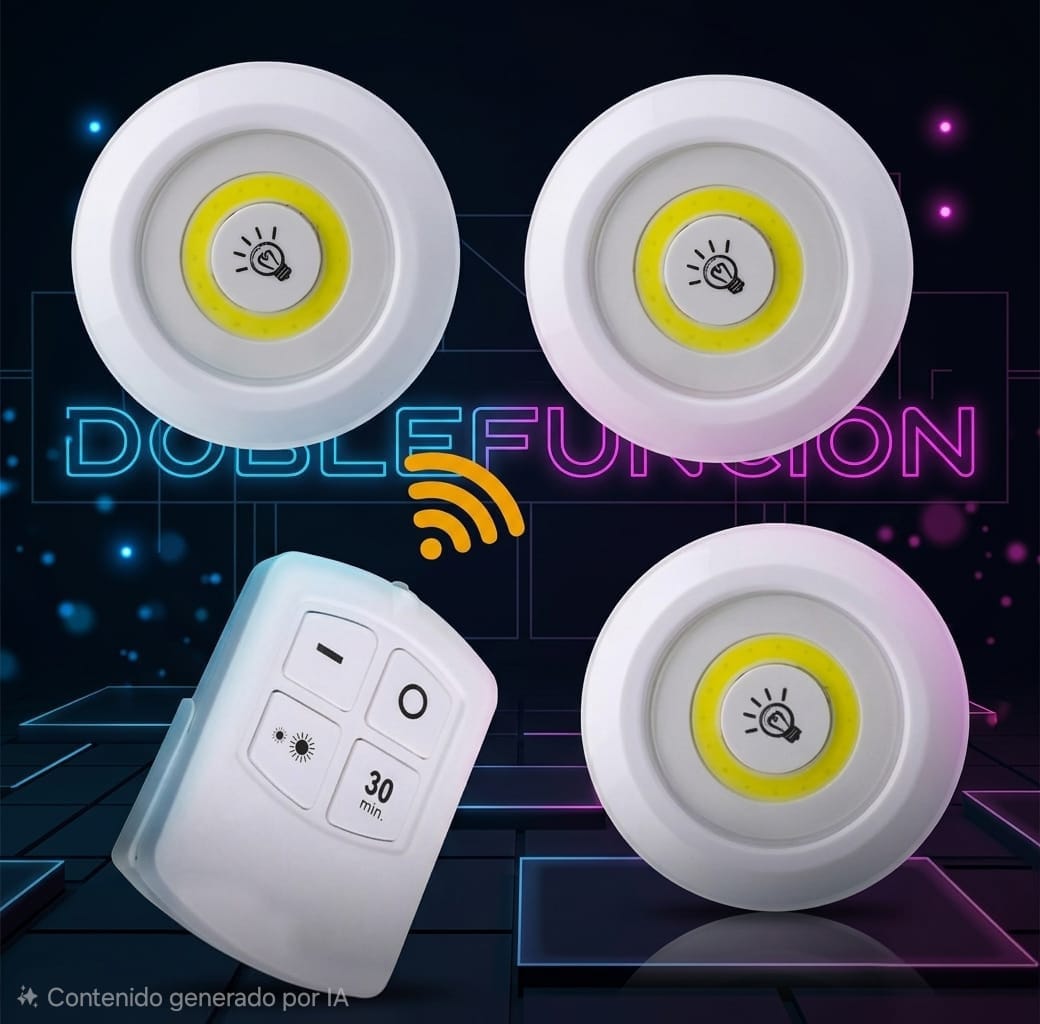 Pack de Luces LED COB Inalámbricas con Control Remoto – Iluminación Inteligente 2 en 1
