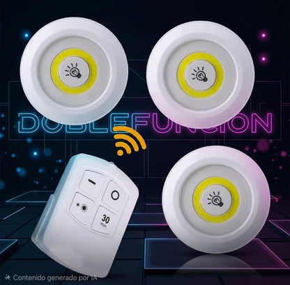 Pack de Luces LED COB Inalámbricas con Control Remoto – Iluminación Inteligente 2 en 1